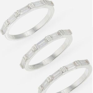 Nordstrom Set Of 3 Baquette CZ Stackable‎ Rings